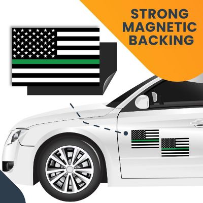 Magnet Me Up Thin Green Line American Flag Magnet Decal, 4x6 In, 2 PK, BLK/GRN/WHT  for Car Truck SUV, in Support of Feds, US Border Patrol Agents, and Rangers Image 3