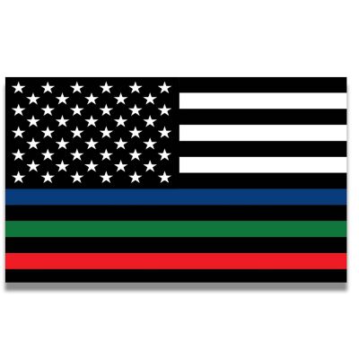 Magnet Me Up Thin Line Flag Magnet Decal, 3x5 Inches, Heavy Duty Automotive Magnet for Car Truck SUV, in Support of Police, Fire, Military, Option B Image 1