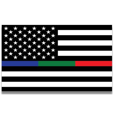 Magnet Me Up Thin Line Flag Magnet Decal, 3x5 Inches, Heavy Duty Automotive Magnet for Car Truck SUV, in Support of Police, Fire, Military Image 1