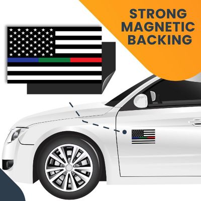 Magnet Me Up Thin Line Flag Magnet Decal, 3x5 Inches, Heavy Duty Automotive Magnet for Car Truck SUV, in Support of Police, Fire, Military Image 3