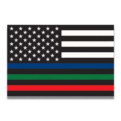 Magnet Me Up Thin Line Flag Magnet Decal, 4x6 Inches, Heavy Duty Automotive Magnet for Car Truck SUV, in Support of Police, Fire, Military, Option B Image 1