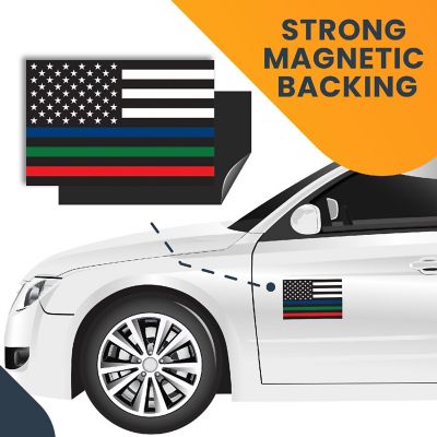 Magnet Me Up Thin Line Flag Magnet Decal, 4x6 Inches, Heavy Duty Automotive Magnet for Car Truck SUV, in Support of Police, Fire, Military, Option B Image 3