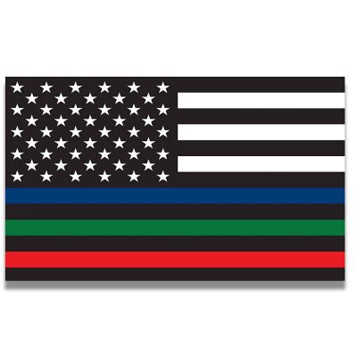 Magnet Me Up Thin Line Flag Magnet Decal, 5x8 Inches, Heavy Duty Automotive Magnet for Car Truck SUV, in Support of Police, Fire, Military, Option B Image 1