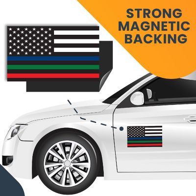 Magnet Me Up Thin Line Flag Magnet Decal, 5x8 Inches, Heavy Duty Automotive Magnet for Car Truck SUV, in Support of Police, Fire, Military, Option B Image 3