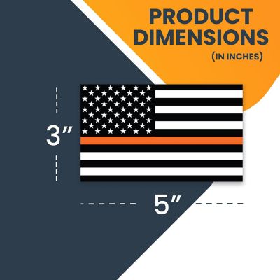 Magnet Me Up Thin Orange Line American Flag Magnet Decal, 3x5 In, 2 Pk,Blk, Orange, White, Automotive Magnet for Car Truck SUV, in Support of Rescue Team Image 1