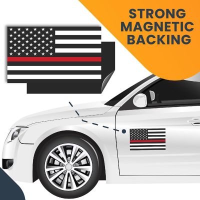 Magnet Me Up Thin Red Line American Flag Magnet Decal, 5x8 In, Black, Red, and White, for Car Truck SUV, in Support of Firefighters and Local Fire Departments Image 3