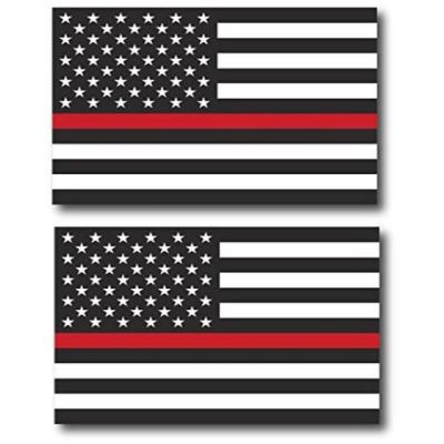 Magnet Me Up Thin Red Line Magnet Decal, 3x5 Inches, 2 Pk, Red, White, Black,  Automotive Magnet for Car Truck SUV, in Support of Local Fire Departments Image 1