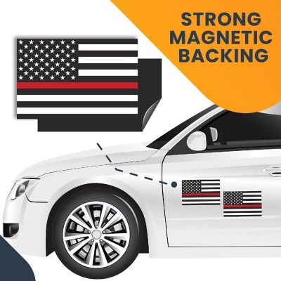 Magnet Me Up Thin Red Line Magnet Decal, 4x6 Inches, 2 Pack, Automotive Magnet for Car Truck SUV, in Support of Our Firefighters and Local Fire Department Image 3