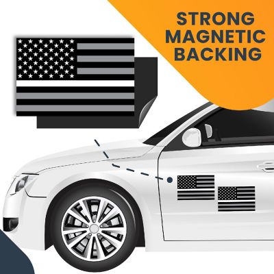 Magnet Me Up Thin White Line American Flag Magnet Decal, 4x6 Inches, 2 PK, Black, White, Magnet for Car Truck SUV, in Support of All Emergency Medical Services Image 3