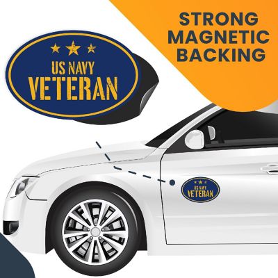 Magnet Me Up US Navy Veteran Blue Oval Magnet Decal, 4x6 Inches, Heavy Duty Automotive Magnet for Car Truck SUV Image 3
