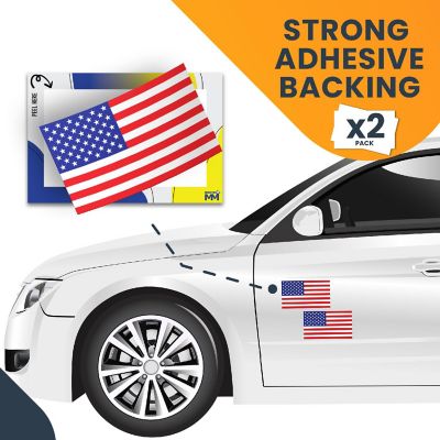 Magnet Me Up USA Patriotic American Flag Adhesive Decal Sticker, 2 Pack, 3x5 Inch, Heavy Duty Adhesion to Car Window, Bumper, etc Image 3