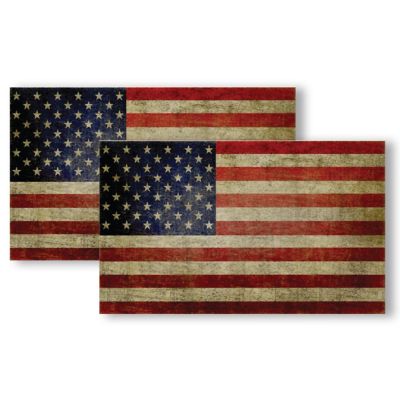 Magnet Me Up USA Patriotic Weathered American Flag Adhesive Decal Sticker, 2 Pack, 3x5 Inch, Heavy Duty Adhesion to Car Window, Bumper, etc Image 1