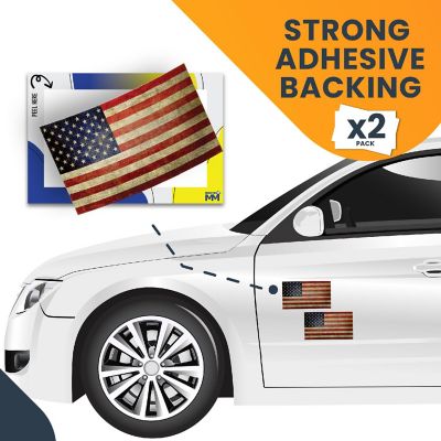 Magnet Me Up USA Patriotic Weathered American Flag Adhesive Decal Sticker, 2 Pack, 3x5 Inch, Heavy Duty Adhesion to Car Window, Bumper, etc Image 2