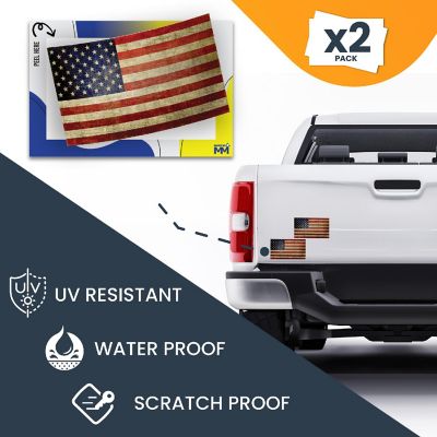 Magnet Me Up USA Patriotic Weathered American Flag Adhesive Decal Sticker, 2 Pack, 3x5 Inch, Heavy Duty Adhesion to Car Window, Bumper, etc Image 3