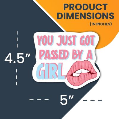 Magnet Me Up You Just Got Passed By A Girl Vehicle Magnet Decal with Lips, 5x4.5 inch, Pink, Female Race Car Driver, For Car, Truck, SUV, Funny Humorous Gag Image 1