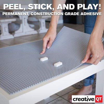 MakerBase, Grey, 4 Pack, 10"x10" Peel-and-Stick Toy Building Blocks Stackable Baseplates, Bases for Play Tables Image 2
