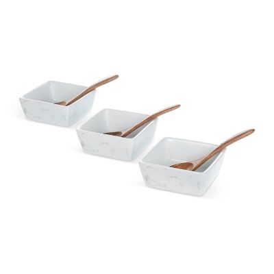 Makerflo Charcuterie Board Marble and Acacia Wood, 15.5&#246;x11.75&#246; Cheese Board with 3 Bowls, 3 Spoons and 4 Charcuterie Utensils Image 1