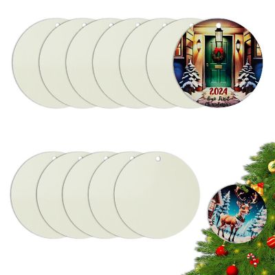 Makerflo Sublimation Round Ornaments Made of FRP Material with Festive Red String, Craft-Ready for DIY Gifts &amp; Personalization - Sublimation (Pack of 72) Image 1