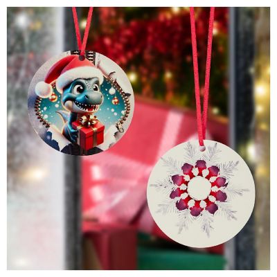 Makerflo Sublimation Round Ornaments Made of FRP Material with Festive Red String, Craft-Ready for DIY Gifts &amp; Personalization - Sublimation (Pack of 72) Image 2