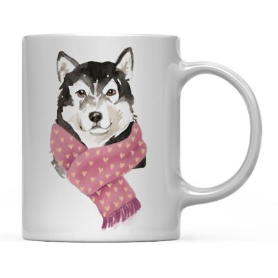 Malamute Red Scarf Ceramic Mug Image 2