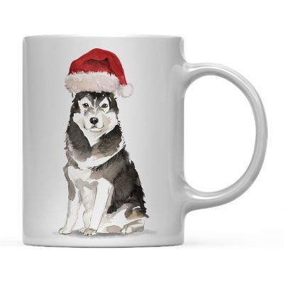 Malamute Santa Hat Ceramic Mug Image 2