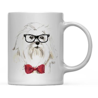 Maltese Black Glasses Red Bow Mug Image 2