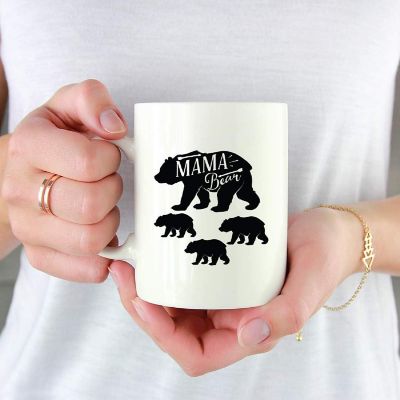 Mama Bear Three Cubs Ceramic Mug Image 1