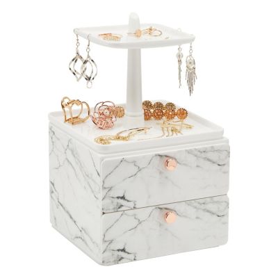 Marble Makeup Organizer with Rose Gold Trim Image 1