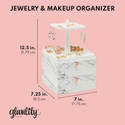 Marble Makeup Organizer with Rose Gold Trim Image 2