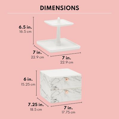 Marble Makeup Organizer with Rose Gold Trim Image 3