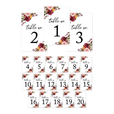 Marsala Floral Numbers 1 20 Image 1