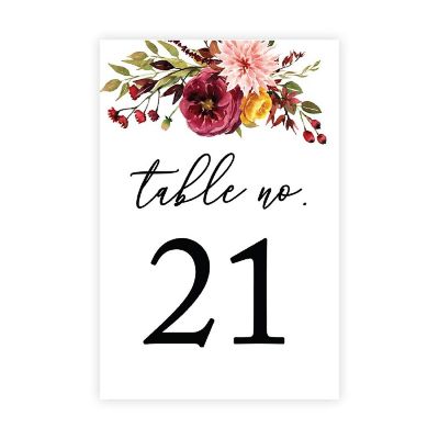 Marsala Floral Table Numbers 21-40 4x6 Image 1