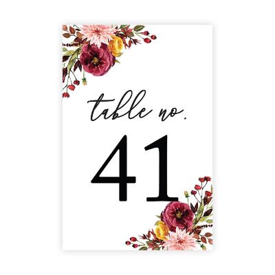 Marsala Floral Table Numbers 41-60 4x6 Image 1