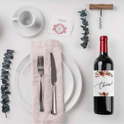 Marsala Floral Wedding Wine Labels Cheers Image 2