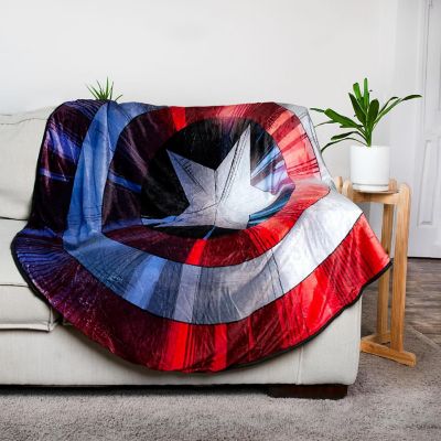 Marvel Captain America Shield Oversized Fleece Sherpa Throw Blanket  72 Inches Image 2