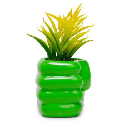Marvel Comics Hulk Smash Hand 3-Inch Ceramic Mini Planter With Artificial Succulent Image 1