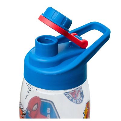 Marvel Comics Spider-Man Hinged Handle Plastic Water Bottle and Sticker Set Image 1
