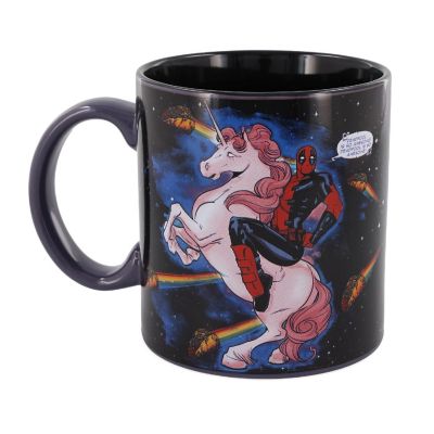 Marvel Deadpool and Unicorn In Space Ceramic Mug  Holds 20 Ounces Image 1
