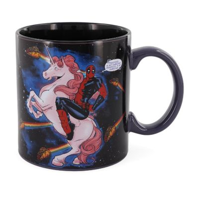 Marvel Deadpool and Unicorn In Space Ceramic Mug  Holds 20 Ounces Image 1