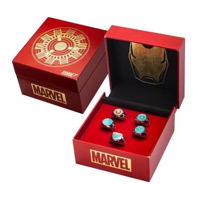 Marvel Iron Man Arc Reactor Adjustable 5 Ring Box Set Image 2