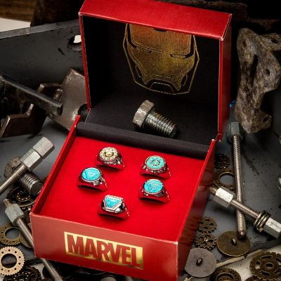 Marvel Iron Man Arc Reactor Adjustable 5 Ring Box Set Image 3