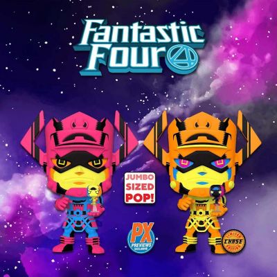Marvel Jumbo Funko POP  Galactus with Silver Surfer (Black Light Version) Image 3