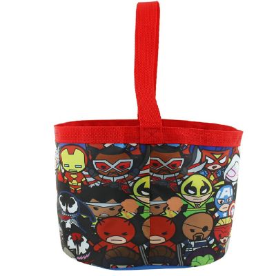 Marvel Kawaii Avengers Boys Collapsible Nylon Gift Basket Bucket Toy Storage Tote Bag (One Size, Red/Black) Image 2