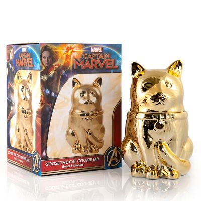 Marvel&amp;#8217;s Captain Marvel Goose Gold Electroplated Ceramic Cookie Jar Image 3