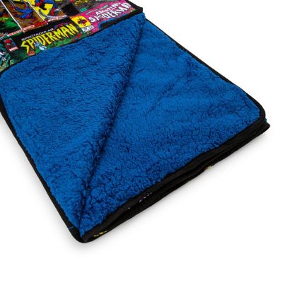 Marvel Spider-Man 60th Anniversary Special Edition Blue Sherpa Throw Blanket Image 1