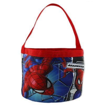 Marvel Spider-Man Boys Collapsible Nylon Gift Basket Bucket Toy Storage Tote Bag (One Size, Red/Blue) Image 2