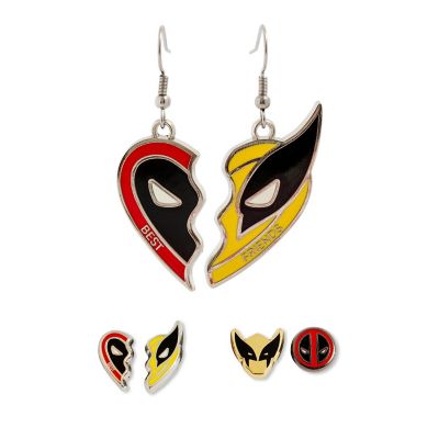 Marvel Studios Deadpool &amp; Wolverine "Best Friends" 3-Piece Enamel Earring Set Image 1