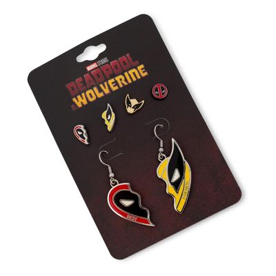 Marvel Studios Deadpool &amp; Wolverine "Best Friends" 3-Piece Enamel Earring Set Image 1