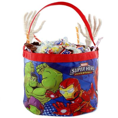 Marvel Super Hero Adventures Boys Collapsible Nylon Gift Basket Bucket Toy Storage Tote Bag (One Size, Blue/Red) Image 1