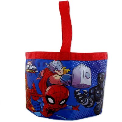 Marvel Super Hero Adventures Boys Collapsible Nylon Gift Basket Bucket Toy Storage Tote Bag (One Size, Blue/Red) Image 2